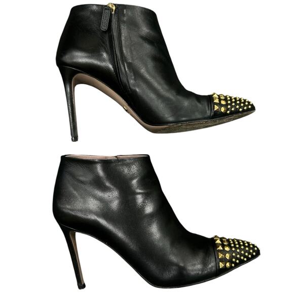 Gucci Booties Women’s Size US 6 Smooth Leather 3” Stiletto w/ Gold Studs - Picture 5 of 7
